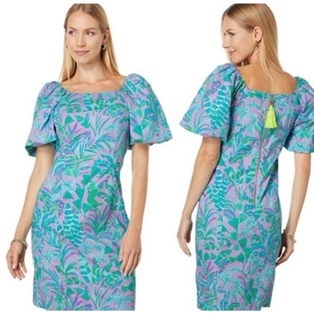 Lilly Pulitzer Lettie Short Sleeve Dress Purple Iris On the Chase Size 10 EUC